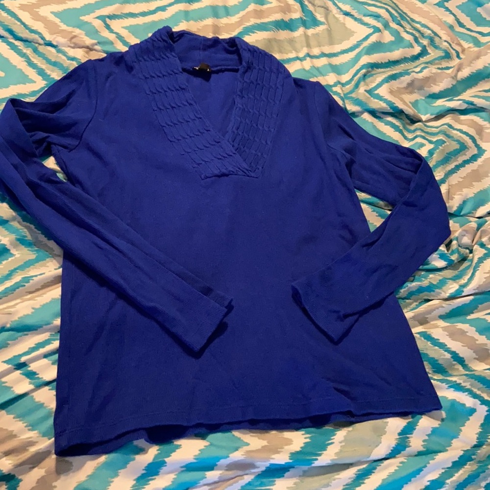Size Small, Blue V-Neck Sweater, Rafaella, Good Condition